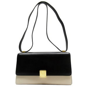 Celine Classic Box Shoulder Bag Leather Black Beige